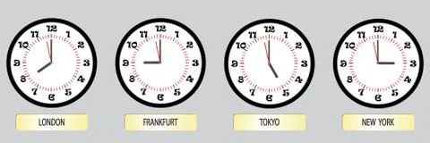 Set of clock exchanges Stock Illustration