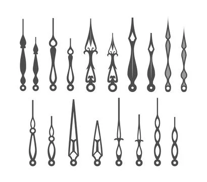 Set of Clock hands set collection, time black pointers, isolated watch arro.. Stock Illustration