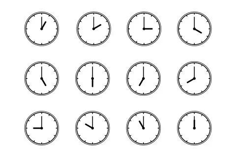 Set of clock icon, isolated icons Stock Illustration