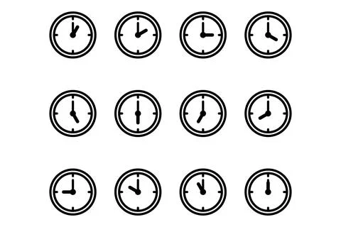 Set of clock icon, isolated icons Stock Illustration