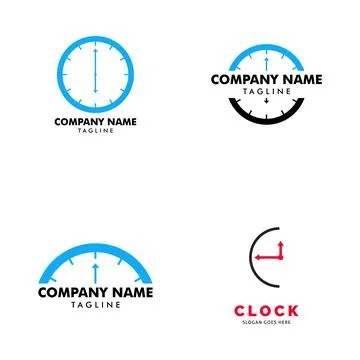 Set of Clock Icon Logo Design Template Stock Illustration