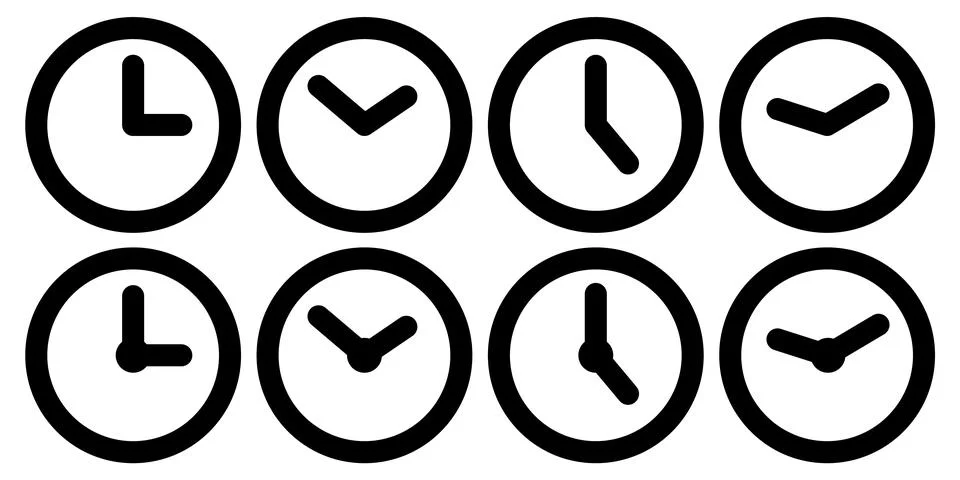 Set of clock icon. Vector illustration. Clock symbol for web site design. Stock Illustration