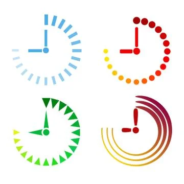 Set of clock icons flat design, stock vector illustration Ilustração Stock