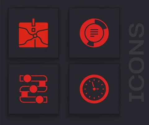 Set Clock, Intersection point, Pie chart infographic and Graph, chart, diagram イラスト素材
