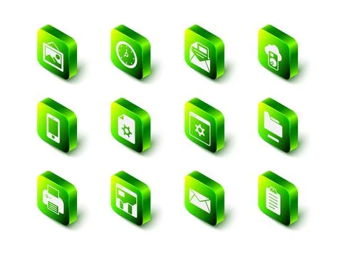 Set Clock, Mail and e-mail, Cloud database, Document folder, To do list or Stock Illustration
