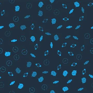 Set Clock speech bubble, Wrist watch, Smartwatch and on seamless pattern. Vector Stockillustratie