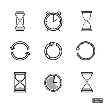 Set of Clock symbol. Time icon collection Stockillustratie