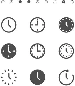 Set of clock time minimal line icon Vector illustratior. Stock Illustration