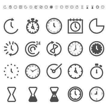 Set of clock time perfect line icon Vector illustratior. Stock Illustration