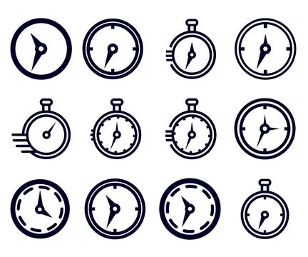 Set of clock vector icon for web and mobile app or graphic design elements 스톡 일러스트
