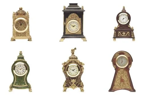Set of clock on white background Stock Photos