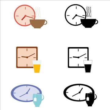 Set of clocks and drink Stock Illustration