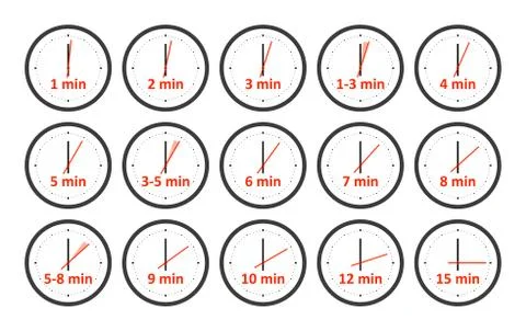 A set of clocks showing short time measurement Stock Illustration