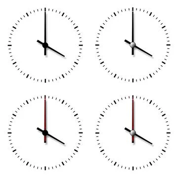 Set of clocks without numbers. Set of clocks without numbers isolated on w... 스톡 사진