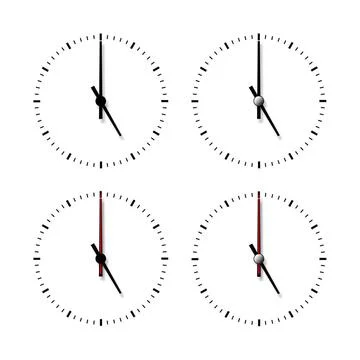 Set of clocks without numbers. Set of clocks without numbers isolated on w... 스톡 사진