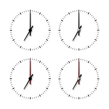 Set of clocks without numbers. Set of clocks without numbers isolated on w... 스톡 사진