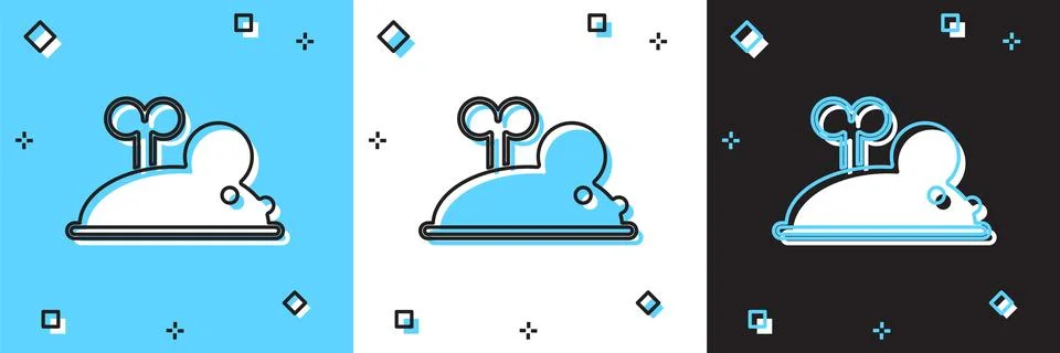 Set Clockwork mouse icon isolated on blue and white, black background. Wind.. Illustration