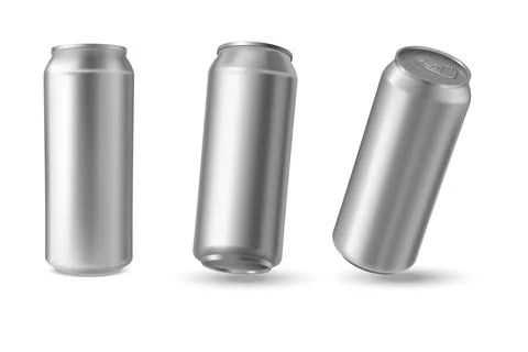 A set of closed aluminum beverage cans, from different sides. Stock Illustration