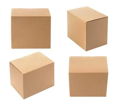 Set of closed cardboard Box Stock Photos