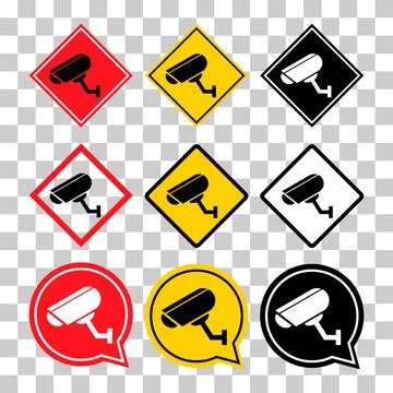 Set of closed circuit television camera icon, CCTV video protection, vector i Stock Illustration