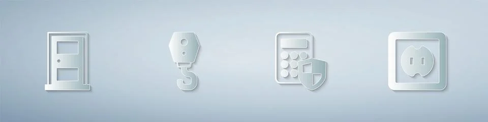 Set Closed door, Crane hook, Security keypad access panel and Electrical outlet イラスト素材