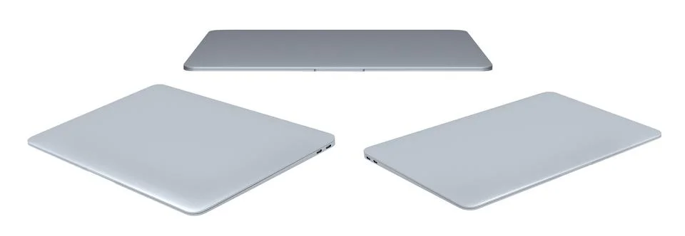 Set of closed slim laptops isolated on white background. Concept of modern po イラスト素材