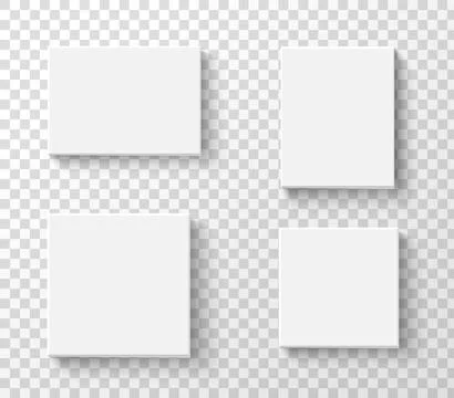 Set of closed white gift boxes, top view. Realistic square paper containers or Stock Illustration
