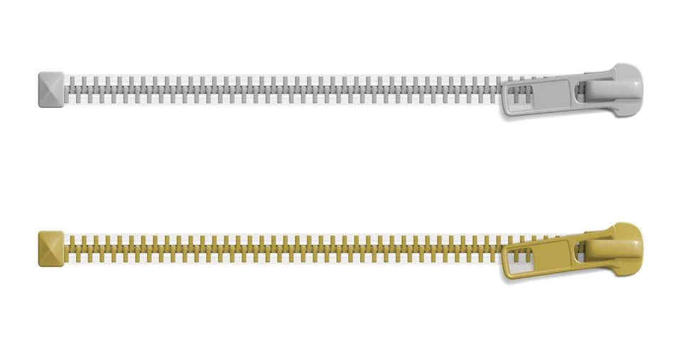 Set of closed zipper locks isolated on white background Stock Illustration