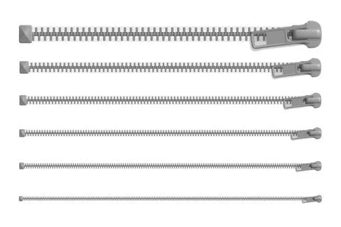 Set of closed zipper locks isolated on white background Stock Illustration