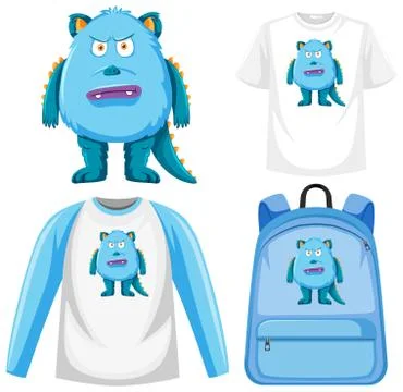 Set of clothe monster theme Stock Illustration