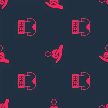 Set Clothes donation and Caring for people on seamless pattern. Vector Stock Illustration