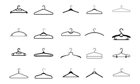 Set of the Clothes Hanger Silhouette Stock Illustration