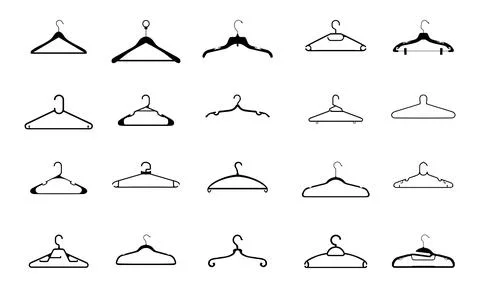 Set of the Clothes Hanger Silhouette Stock Illustration