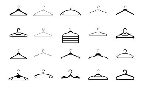 Set of the Clothes Hanger Silhouette Stock Illustration