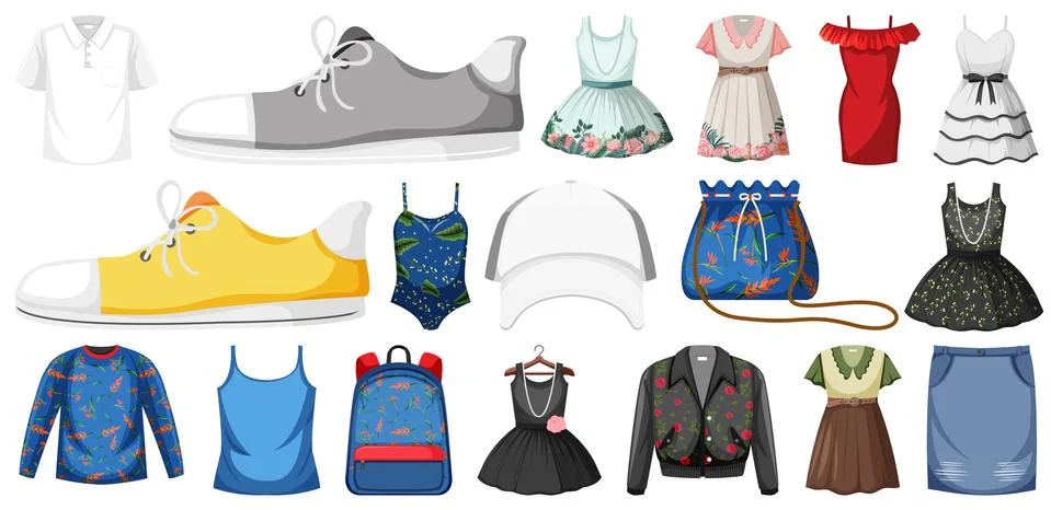 Set of clothes mock up Stock Illustration