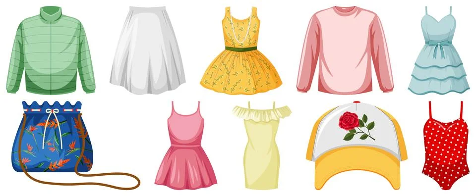 Set of clothes mock up Stock Illustration