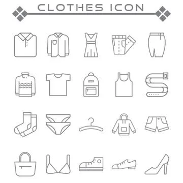 Set of clothes Related Vector Line Icons. Stock Illustration