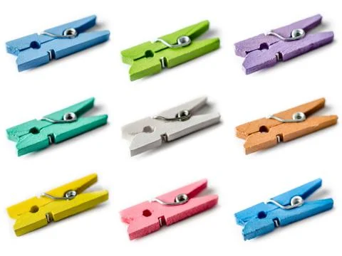 Set of clothespins Stock Photos