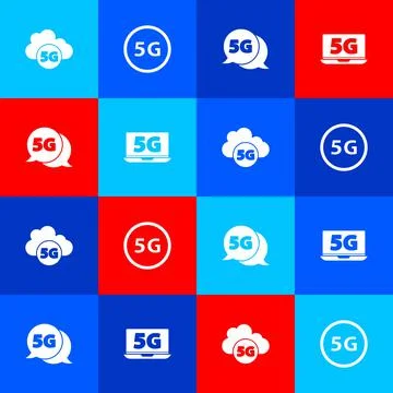 Set Cloud 5G network, , and Laptop with icon. Vector 스톡 일러스트