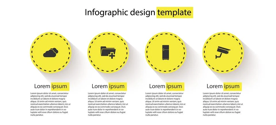 Set Cloud, Add new folder, Refrigerator and Security camera. Business Illustrazione stock