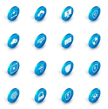 Set Cloud and shield, Computer monitor, Shield with WiFi wireless internet Stock Illustration