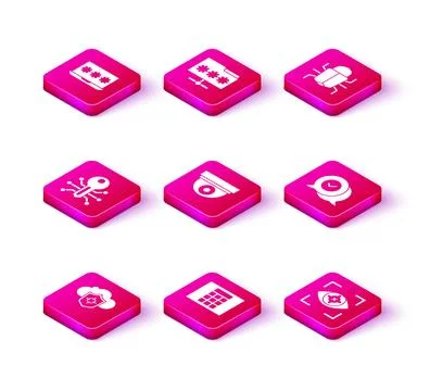 Set Cloud and shield, Password protection, Smart key, Security camera, Eye .. Stock Illustration