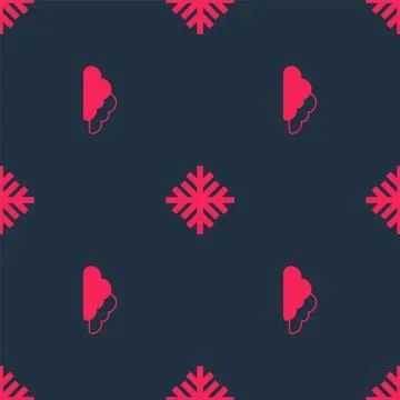 Set Cloud and Snowflake on seamless pattern. Vector Illustrazione stock
