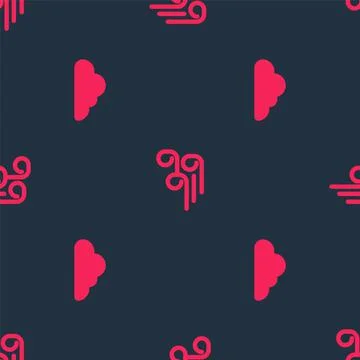 Set Cloud and Windy weather on seamless pattern. Vector Illustrazione stock
