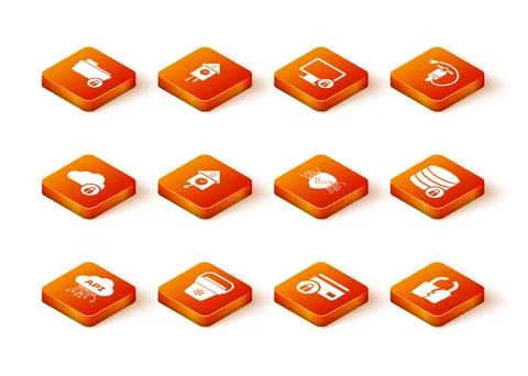 Set Cloud api interface, Cooler bag, computing lock, Retro wall watch, Cred.. Stock Illustration