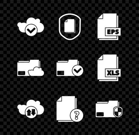 Set Cloud with check mark, Document protection concept, EPS file document 스톡 일러스트