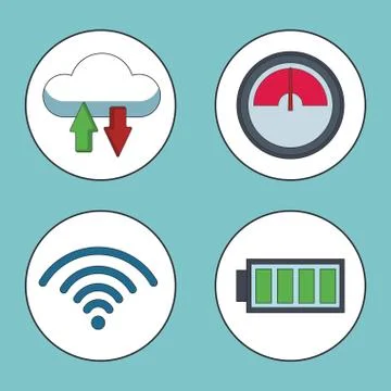 Set of cloud computing and technology icons Stock Illustration