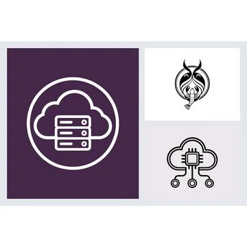 Set of cloud computing and technology icons Stockillustratie