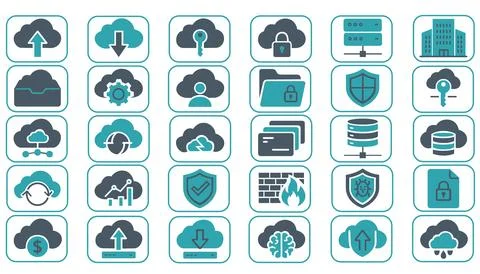 Set of cloud computing icons collection Stock Illustration