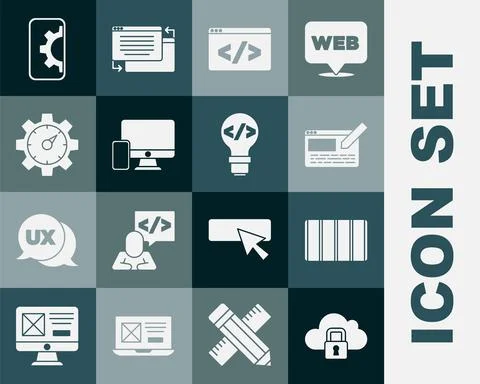 Set Cloud computing lock, Color palette guide, UI UX design, Front end Stock Illustration